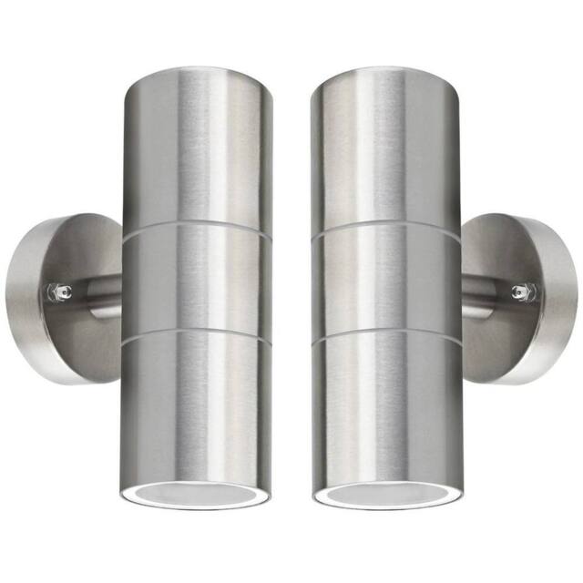 SPETLEK 2 x Stainless Steel Up Down WallLight GU10 IP65 in Silver - image 1