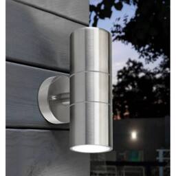 SPETLEK 2 x Stainless Steel Up Down WallLight GU10 IP65 in Silver - thumbnail 3