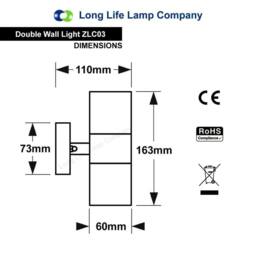 SPETLEK 2 x Stainless Steel Up Down WallLight GU10 IP65 in Silver - thumbnail 4