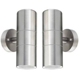 SPETLEK 2 x Stainless Steel Up Down WallLight GU10 IP65 in Silver