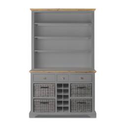 Statement Furniture Florence Display Cabinet With Shelves, Wine Rack & Storage Baskets in Light Grey - thumbnail 5