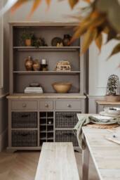 Statement Furniture Florence Display Cabinet With Shelves, Wine Rack & Storage Baskets in Light Grey - thumbnail 3