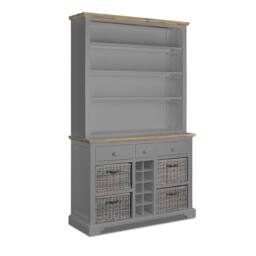 Statement Furniture Florence Display Cabinet With Shelves, Wine Rack & Storage Baskets in Light Grey - thumbnail 4