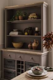 Statement Furniture Florence Display Cabinet With Shelves, Wine Rack & Storage Baskets in Light Grey - thumbnail 2