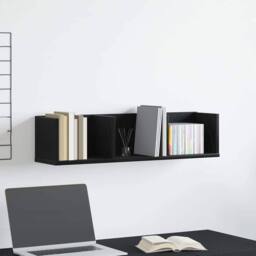 Berkfield Home CD Wall Shelf - Black Oak, 75x18x18 cm, Made of Engineered Wood - Size: 75 x 18 x 18 cm - thumbnail 2