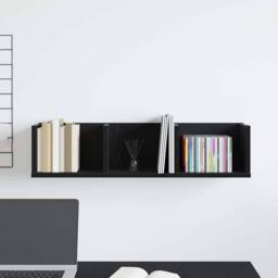 Berkfield Home CD Wall Shelf - Black Oak, 75x18x18 cm, Made of Engineered Wood - Size: 75 x 18 x 18 cm - thumbnail 4