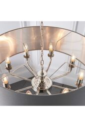 Netlighting Highclere Single Shade Pendant Light Bright Nickel Plate Charcoal Fabric in Grey - thumbnail 6