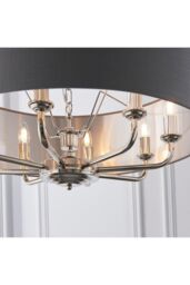 Netlighting Highclere Single Shade Pendant Light Bright Nickel Plate Charcoal Fabric in Grey - thumbnail 5