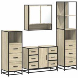 Berkfield Home 4¬†Piece Bathroom Furniture Set¬†Sonoma Oak Engineered Wood in Brown - thumbnail 2