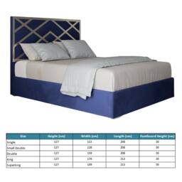 Casani Marden Upholstered Soft Velvet Blue Metal Designer Bed Frame - Size: Single - thumbnail 7