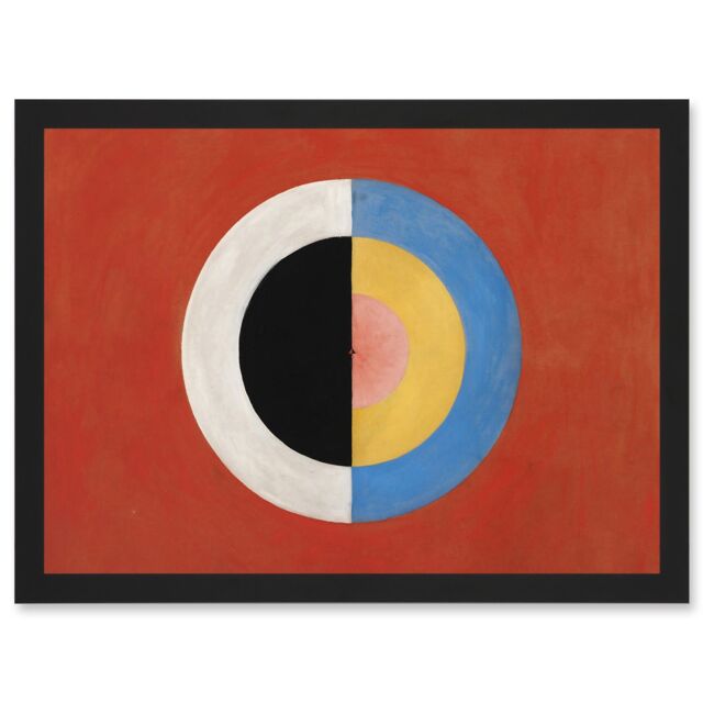Artery8 Hilma Af Klint Svanen Abstract Circles Painting A4 Artwork Framed Wall Art Print in Black - image 1