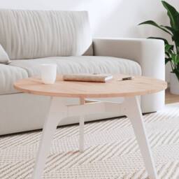 Berkfield Home Table Top Ã˜70x1.5 cm Round Solid Wood Beech in Light Brown - Size: 70x1.5 cm - thumbnail 2