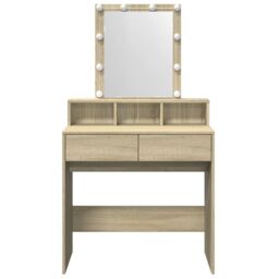 Berkfield Home Dressing Table with LED Sonoma Oak 80x41x144.5 cm in Brown - thumbnail 5