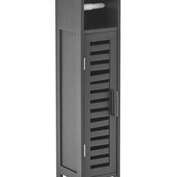 Wyld and Coco Black Bamboo Wall Toilet Paper Door and Shelves Space Saving Modern - thumbnail 2