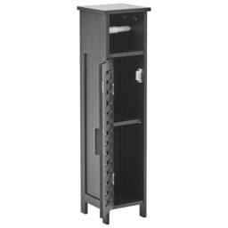 Wyld and Coco Black Bamboo Wall Toilet Paper Door and Shelves Space Saving Modern - thumbnail 4