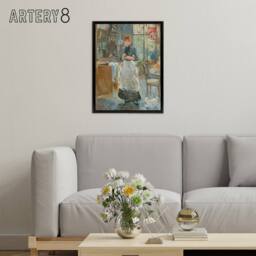 "Artery8 In the Dining Room Oil Painting Morisot Black Framed Canvas Wall Art - Size: W12"" x H16""" - thumbnail 3