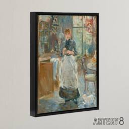 "Artery8 In the Dining Room Oil Painting Morisot Black Framed Canvas Wall Art - Size: W12"" x H16""" - thumbnail 2
