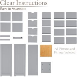 Christow Grey Bathroom Drawer Unit Floor Storage Cabinet With Bamboo Top 82cm - thumbnail 6