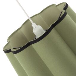 Happy Homewares Olive Green Linen Scallop Drum Lamp Shade with Black Cotton Trims - Size: 14 inches - thumbnail 5