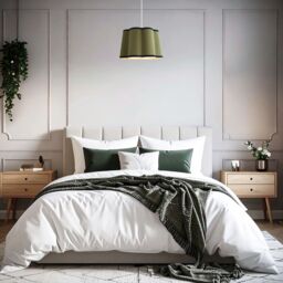 Happy Homewares Olive Green Linen Scallop Drum Lamp Shade with Black Cotton Trims - Size: 14 inches - thumbnail 7