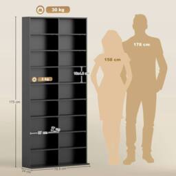 NESTLUNE 640 CD Storage Unit 360 DVD Storage in Black - Size: 100 cm x 15 cm - thumbnail 2