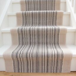 Kukoon Beige Striped Cut to Measure Stair Carpet Runner Rug 60cm Wide - Size: 60 cm x 510 cm - thumbnail 2
