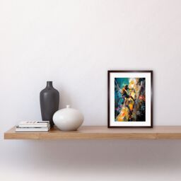 "Artery8 Wall Art Print Rock Climber Climbing Multicoloured Mountain Cliff Artwork Framed 9X7 Inch in Brown - Size: W7"" x H9""" - thumbnail 2