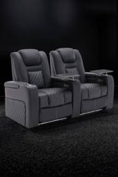 More4Homes Broadway 2 Seater Cinema Electric Recliner Chair USB LED Base w Tray in Black - thumbnail 1