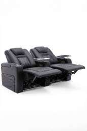More4Homes Broadway 2 Seater Cinema Electric Recliner Chair USB LED Base w Tray in Black - thumbnail 2