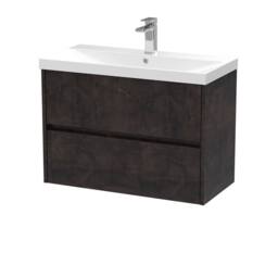 Balterley Chartley Contemporary 2 Drawer Wall Hung Vanity Basin Unit, 800mm in Grey