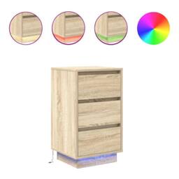 Berkfield Home Bedside Cabinet with LED Lights¬†Sonoma Oak 38x34x65 cm - Size: 38 x 34 x 65 cm - thumbnail 1