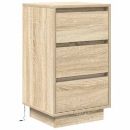 Berkfield Home Bedside Cabinet with LED Lights¬†Sonoma Oak 38x34x65 cm - Size: 38 x 34 x 65 cm - thumbnail 3