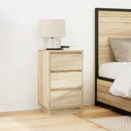 Berkfield Home Bedside Cabinet with LED Lights¬†Sonoma Oak 38x34x65 cm - Size: 38 x 34 x 65 cm - thumbnail 4