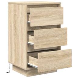 Berkfield Home Bedside Cabinet with LED Lights¬†Sonoma Oak 38x34x65 cm - Size: 38 x 34 x 65 cm - thumbnail 6