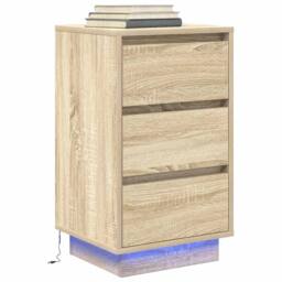 Berkfield Home Bedside Cabinet with LED Lights¬†Sonoma Oak 38x34x65 cm - Size: 38 x 34 x 65 cm - thumbnail 5
