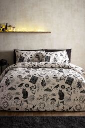 Catherine Lansfield 'Enchanted Witchcraft' Reversible Duvet Cover Set in Black - Size: Single - thumbnail 1