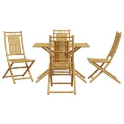 Berkfield Home Beautiful 5 Piece Garden Dining Set Bamboo in Brown