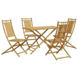 Berkfield Home Beautiful 5 Piece Garden Dining Set Bamboo in Brown - thumbnail 3