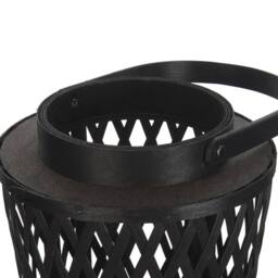 Wyld and Coco Boho Bamboo Candle Lantern Black 38 cm Handwoven Glass Candle Holder - thumbnail 5