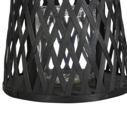 Wyld and Coco Boho Bamboo Candle Lantern Black 38 cm Handwoven Glass Candle Holder - thumbnail 6