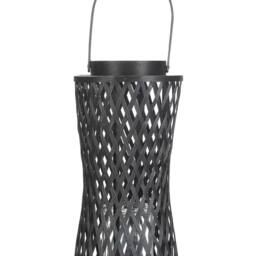 Wyld and Coco Boho Bamboo Candle Lantern Black 38 cm Handwoven Glass Candle Holder - thumbnail 2