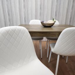 KOSY KOALA Rustic Effect Wooden Dining Table Set with 4 white Gem Pattern Chairs Dining Room Furniture in Brown - thumbnail 9