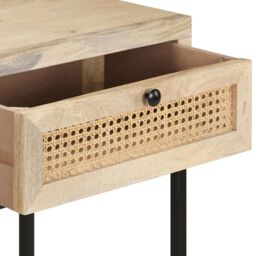 Berkfield Home Console Table 100x35x76 cm Solid Mango Wood & Natural Cane in White - Size: 100 x 35 x 76 cm - thumbnail 6