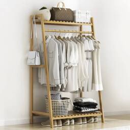 KORVIXA Clothes Rail Corner Drying Rack in Beige - Size: 900mm - thumbnail 3