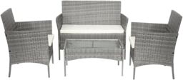Alivio 4-Piece Rattan Patio Furniture Set with Loveseat, Armchairs & Glass Coffee Table in Grey - thumbnail 2