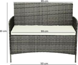 Alivio 4-Piece Rattan Patio Furniture Set with Loveseat, Armchairs & Glass Coffee Table in Grey - thumbnail 5