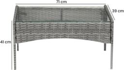 Alivio 4-Piece Rattan Patio Furniture Set with Loveseat, Armchairs & Glass Coffee Table in Grey - thumbnail 7