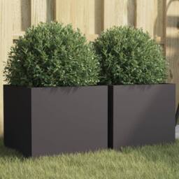 Berkfield Home Planters 2 pcs Black 32x30x29 cm Steel - Size: 32 x 30 x 29 cm - thumbnail 2