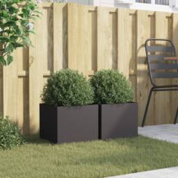 Berkfield Home Planters 2 pcs Black 32x30x29 cm Steel - Size: 32 x 30 x 29 cm - thumbnail 1