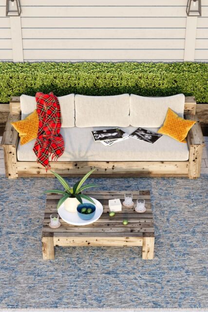 Kukoon Blue & Grey Mottled Outdoor, Garden & Patio Area Rug - Size: 120 cm x 170 cm - image 1